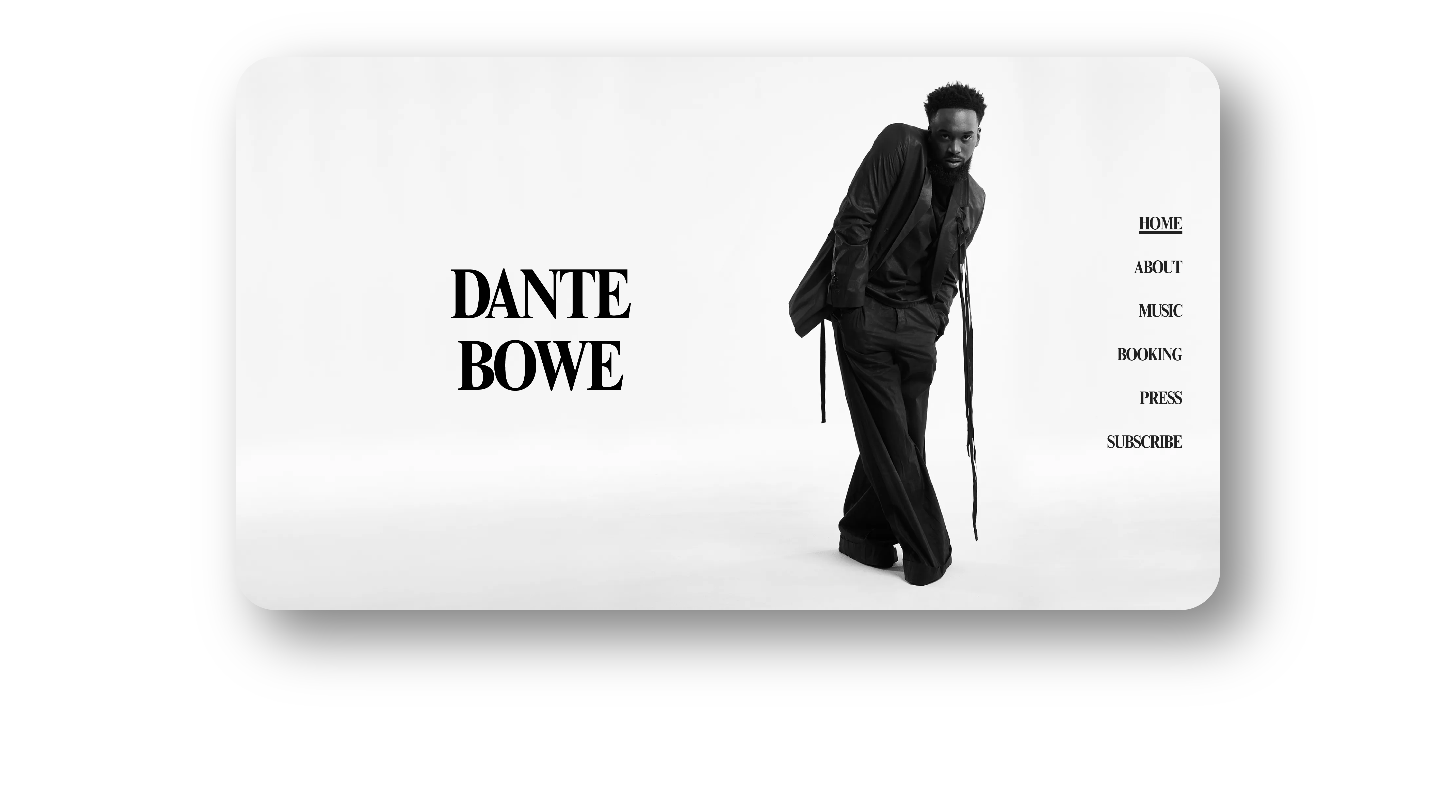 Dante Bowe flagship website design